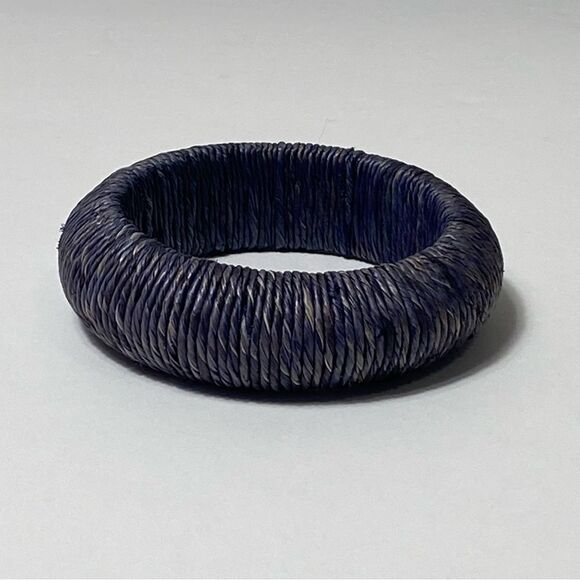 Women's Blue Denim Textured Boho Bangle Bracelet - Picture 7 of 10